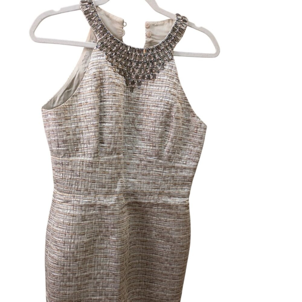 Maggy London | Women's Silver & Gold Beaded Metallic Dress